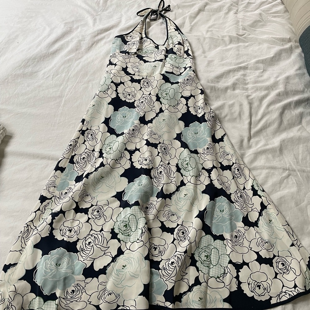 Beautiful jcrew long halter flower 100% silk dress